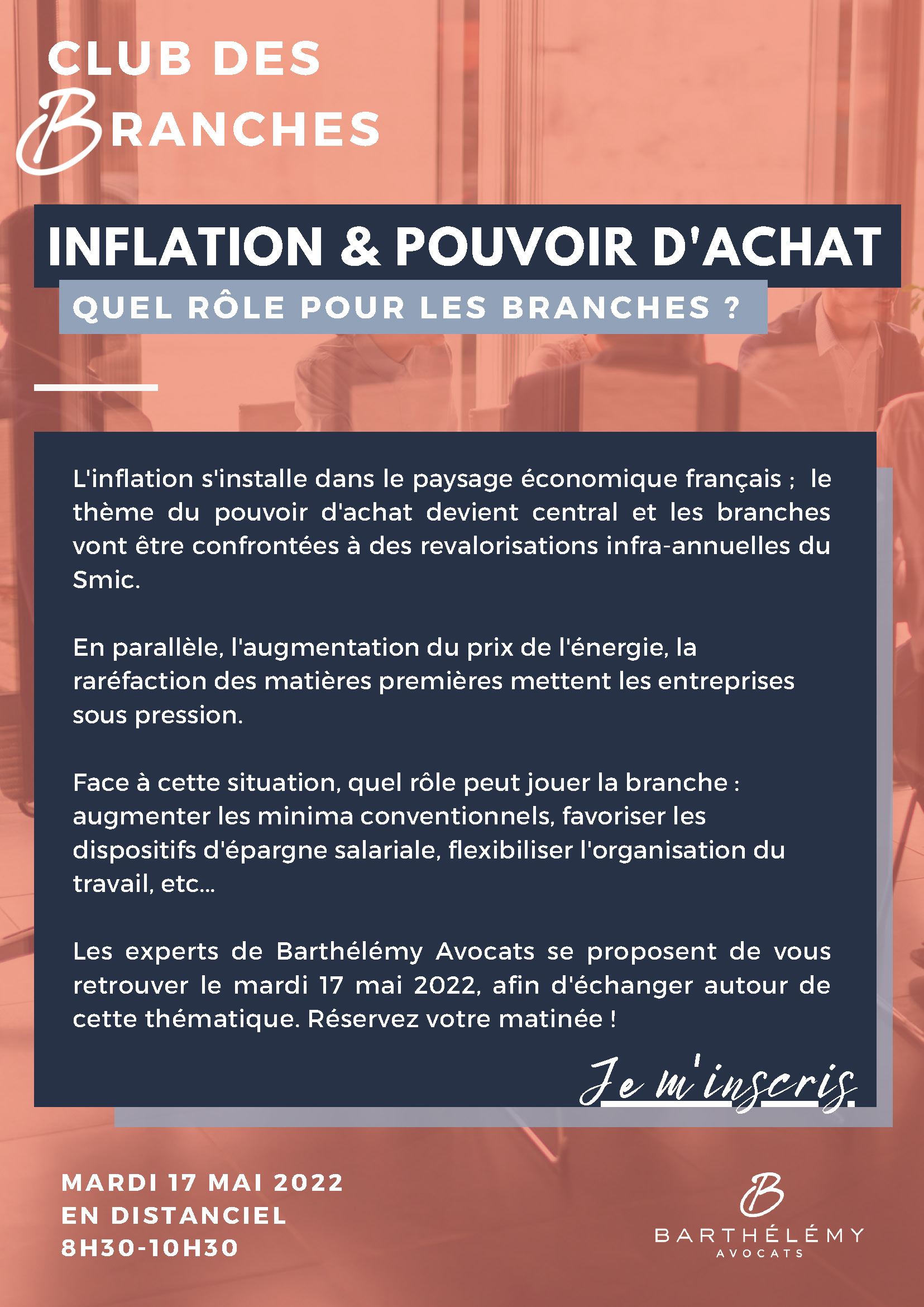 Club des Branches - Inflation & pouvoir d'achat - mardi 17 mai 2022
